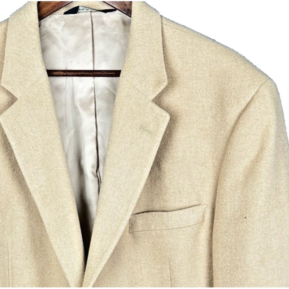 Mens Tan Beige Wool Camel Hair Two Button Notch Lapel Sport Coat Blazer Size 42R